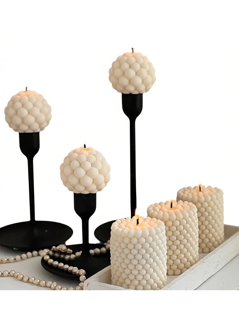 Decorative Ball Shaped Candle, White, Scented, Sphere Design, 4pcs - Image 1